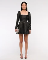 The A&F Emerson Bubble Hem Satin Mini Dress