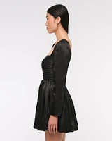 The A&F Emerson Bubble Hem Satin Mini Dress