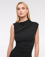 Mockneck Knit Midi Dress