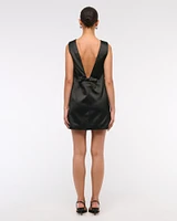 Plunge Bow-Back Mini Dress