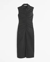 Collared Zip-Up Midi Dress