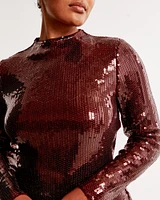 The A&F Paloma Long-Sleeve Sequin Mini Dress