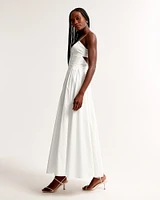 Dipped-Waist Sweetheart Maxi Dress