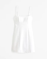 Squareneck Open-Back Mini Dress