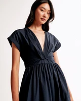 Twist-Front Midi Dress