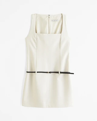 Squareneck Belted Mini Dress