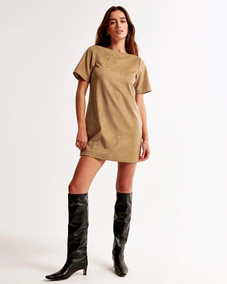 Faux Suede T-Shirt Mini Dress