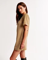 Faux Suede T-Shirt Mini Dress