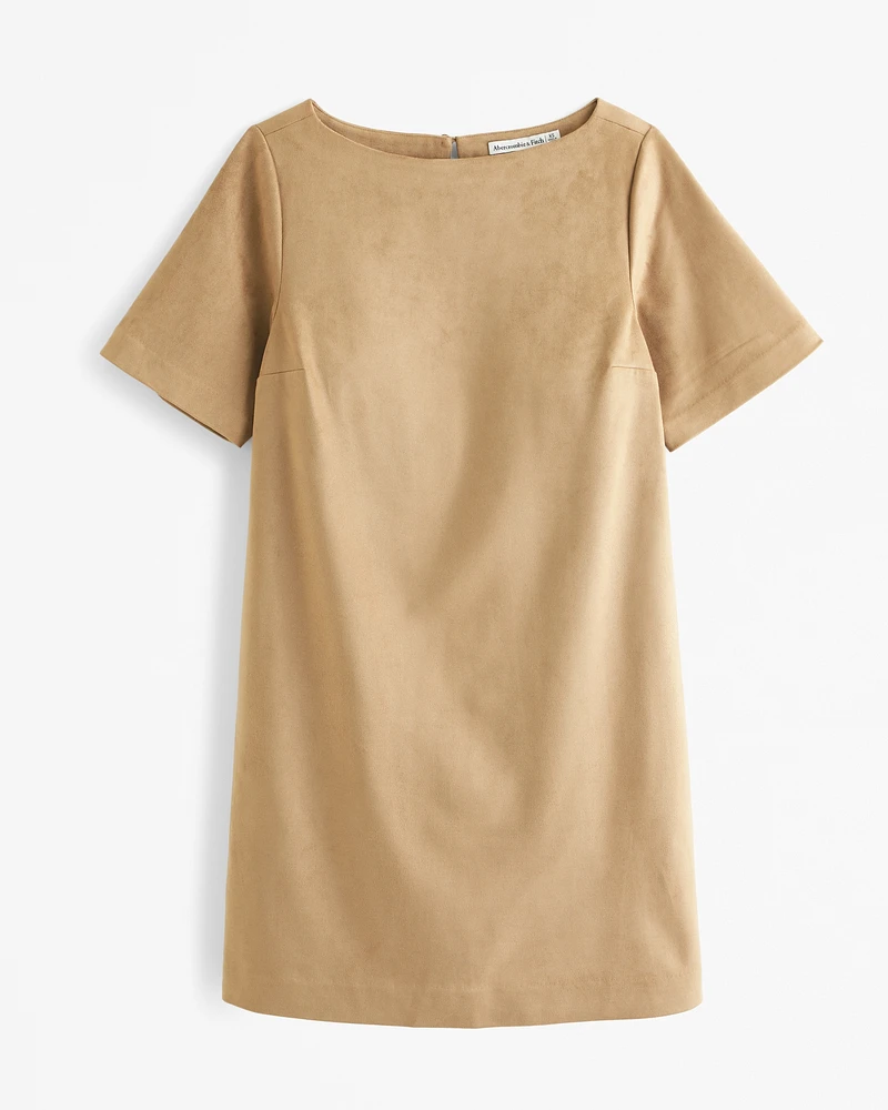 Faux Suede T-Shirt Mini Dress