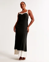 Contrast Tie-Back Maxi Dress