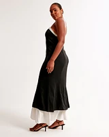 Contrast Tie-Back Maxi Dress