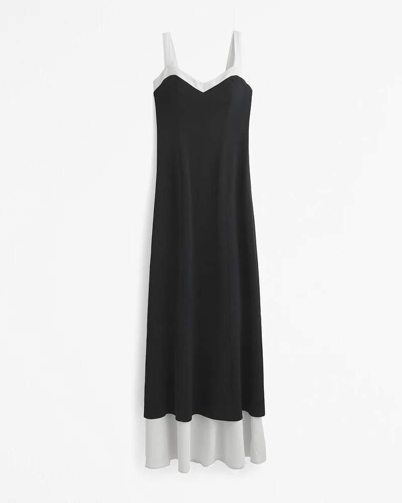 Contrast Tie-Back Maxi Dress