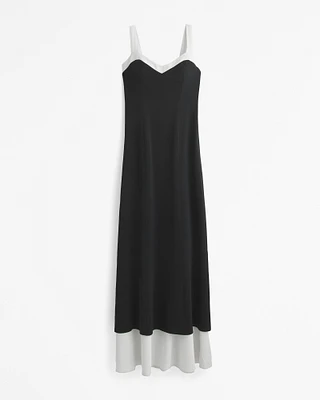 The A&F Julia Slip Contrast Tie-Back Maxi Dress