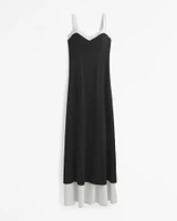 Contrast Tie-Back Maxi Dress