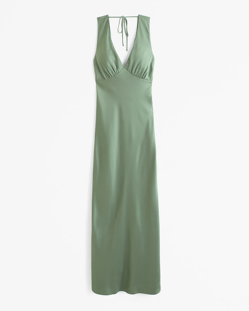 Plunge Cowl Back Maxi Dress