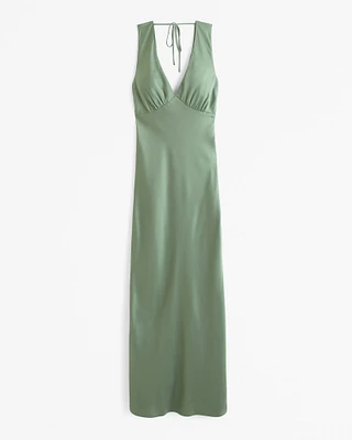 Plunge Cowl Back Maxi Dress