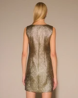 Metallic High-Neck Shift Mini Dress