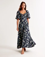 Hardware Drama Puff Sleeve Maxi Dress