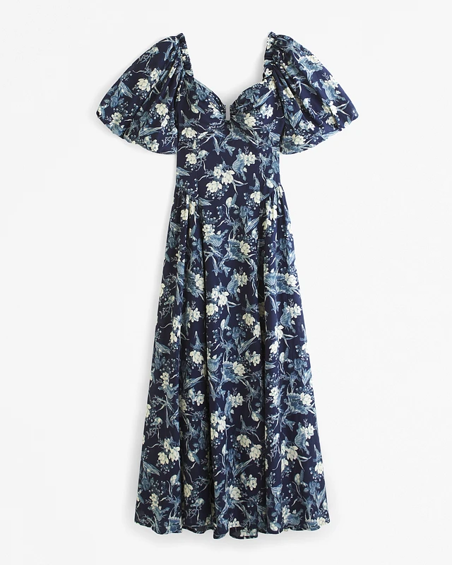 Abercrombie & Fitch Hardware Drama Puff Sleeve Maxi Dress | Arden Fair