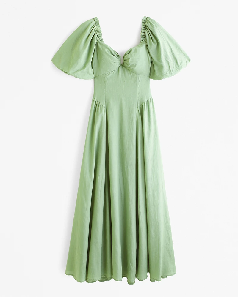 Hardware Drama Puff Sleeve Maxi Dress