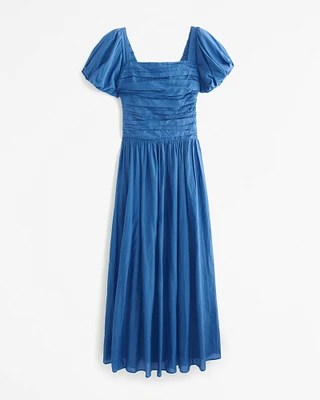 The A&F Emerson Dropped Waist Puff Sleeve Maxi Dress