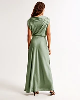 High-Neck Draped Maxi Dress