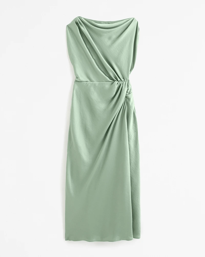 High-Neck Draped Maxi Dress