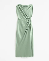 High-Neck Draped Maxi Dress