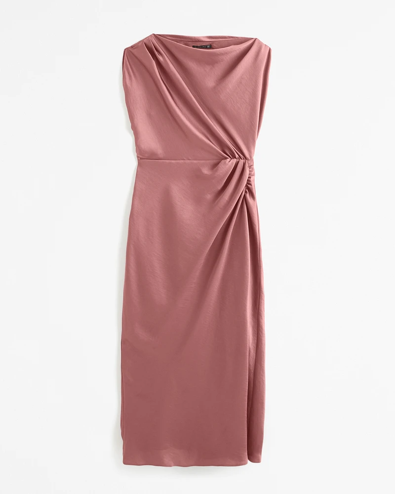 High-Neck Draped Maxi Dress