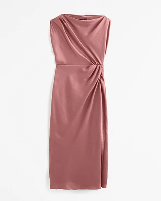 High-Neck Draped Maxi Dress