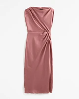 High-Neck Draped Maxi Dress