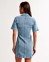 Short-Sleeve Denim Mini Dress