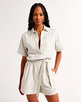 Linen-Blend Utility Romper