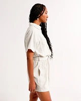 Linen-Blend Utility Romper