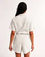 Linen-Blend Utility Romper