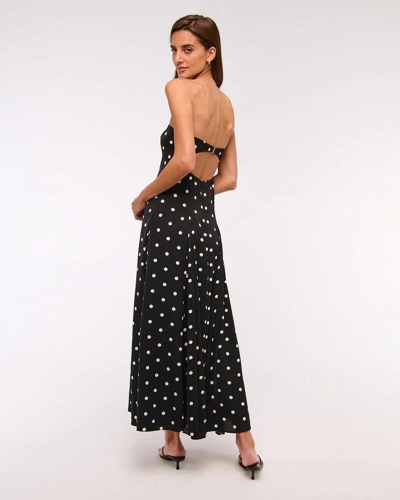 Godet Clasp-Back Midi Dress