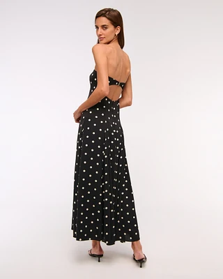 Godet Clasp-Back Midi Dress