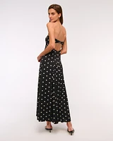Godet Clasp-Back Midi Dress