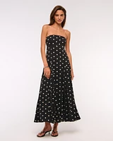 Godet Clasp-Back Midi Dress