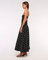 Godet Clasp-Back Midi Dress