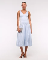 Plunge Bubble Hem Midi Dress