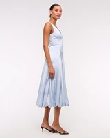 Plunge Bubble Hem Midi Dress