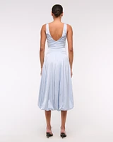 Plunge Bubble Hem Midi Dress