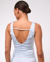 Plunge Bubble Hem Midi Dress
