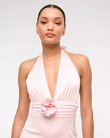 Rosette Halter Midi Dress