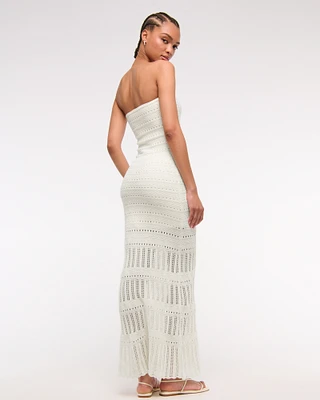 Strapless Crochet-Style Maxi Dress