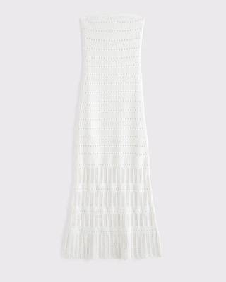 Strapless Crochet-Style Midi Dress