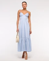 Tie-Strap Tiered Maxi Dress