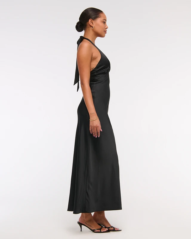 halter white silk dress Ingrid Formal Satin Halter Dress main image 0
