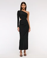 One-Shoulder Draped Maxi Dress